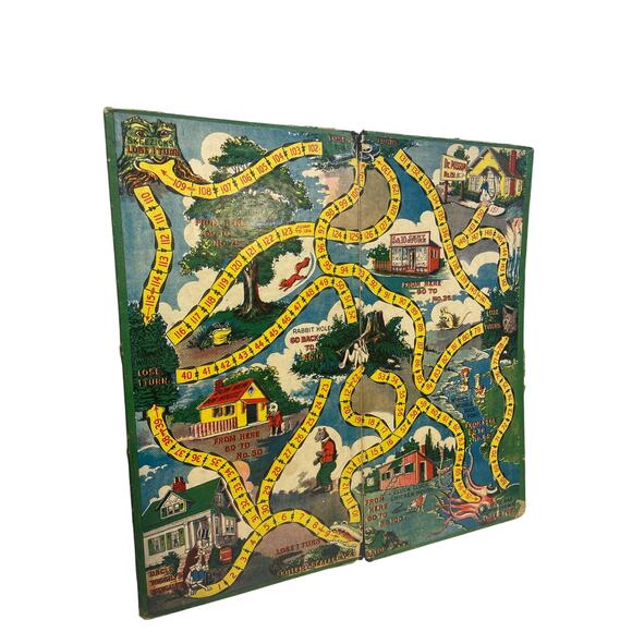 Uncle Wiggily's Bungalow c1916 Milton Bradley Game Board ONLY Poor Condition - Picture 2 of 3